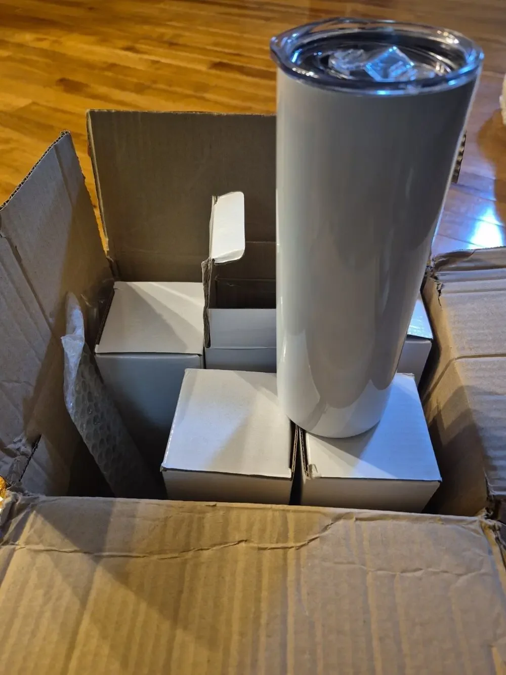 5 Pack White Skinny Tumbler with Lid Straw 20oz Style Blank Insulated Cup